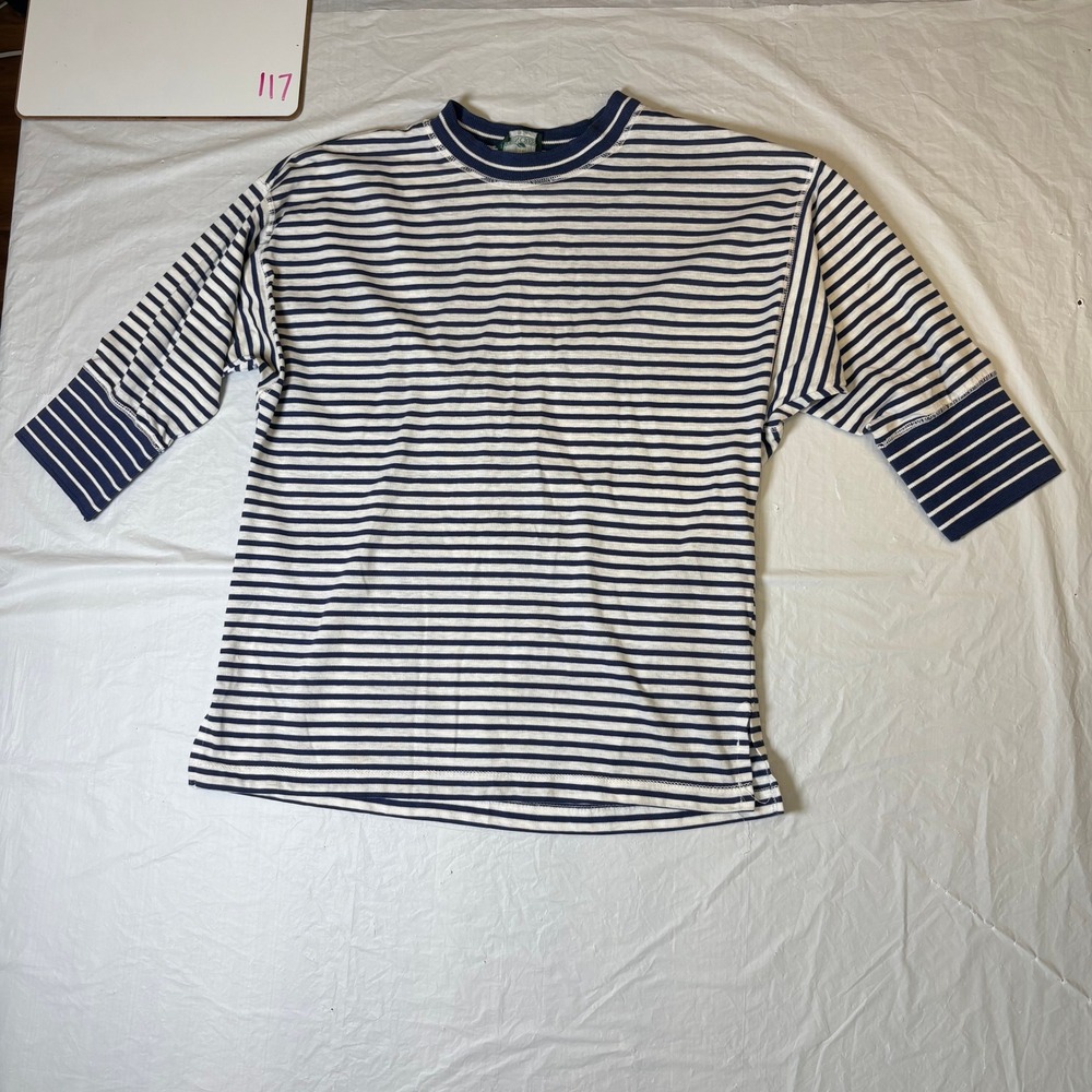 Cabin Creek Striped 3/4 Sleeve Crew Neck Top Women's‎ Navy White Casual